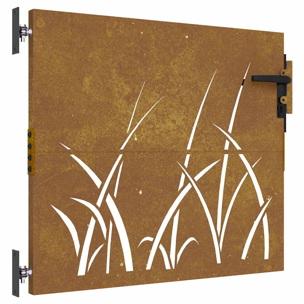 Sodo vartai, 85x75 cm, Corten plienas, žolės raštas