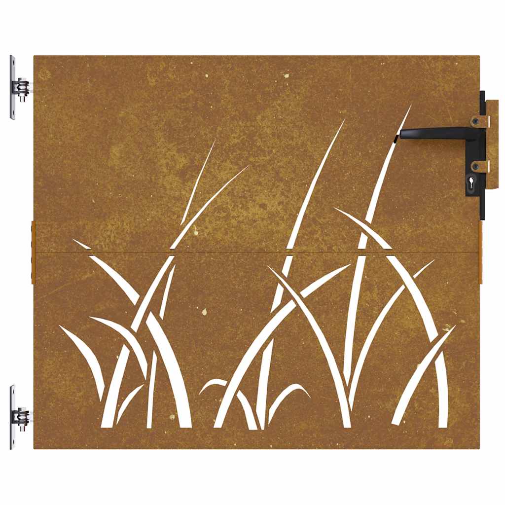 Sodo vartai, 85x75 cm, Corten plienas, žolės raštas