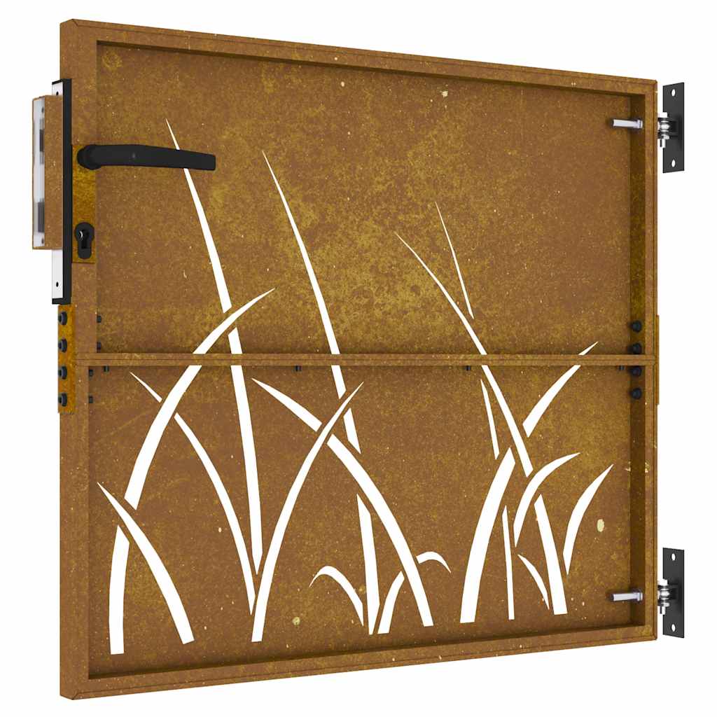 Sodo vartai, 85x75 cm, Corten plienas, žolės raštas