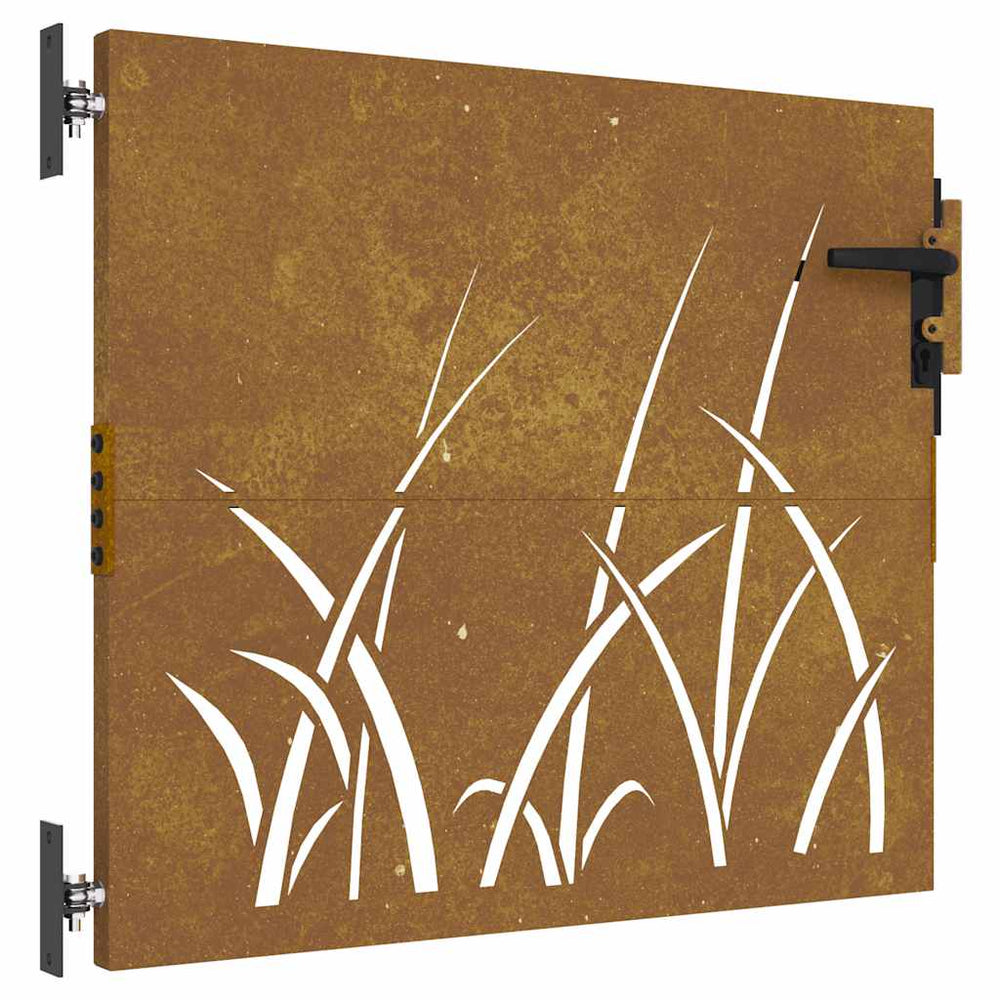 Sodo vartai, 85x100 cm, Corten plienas, žolės raštas
