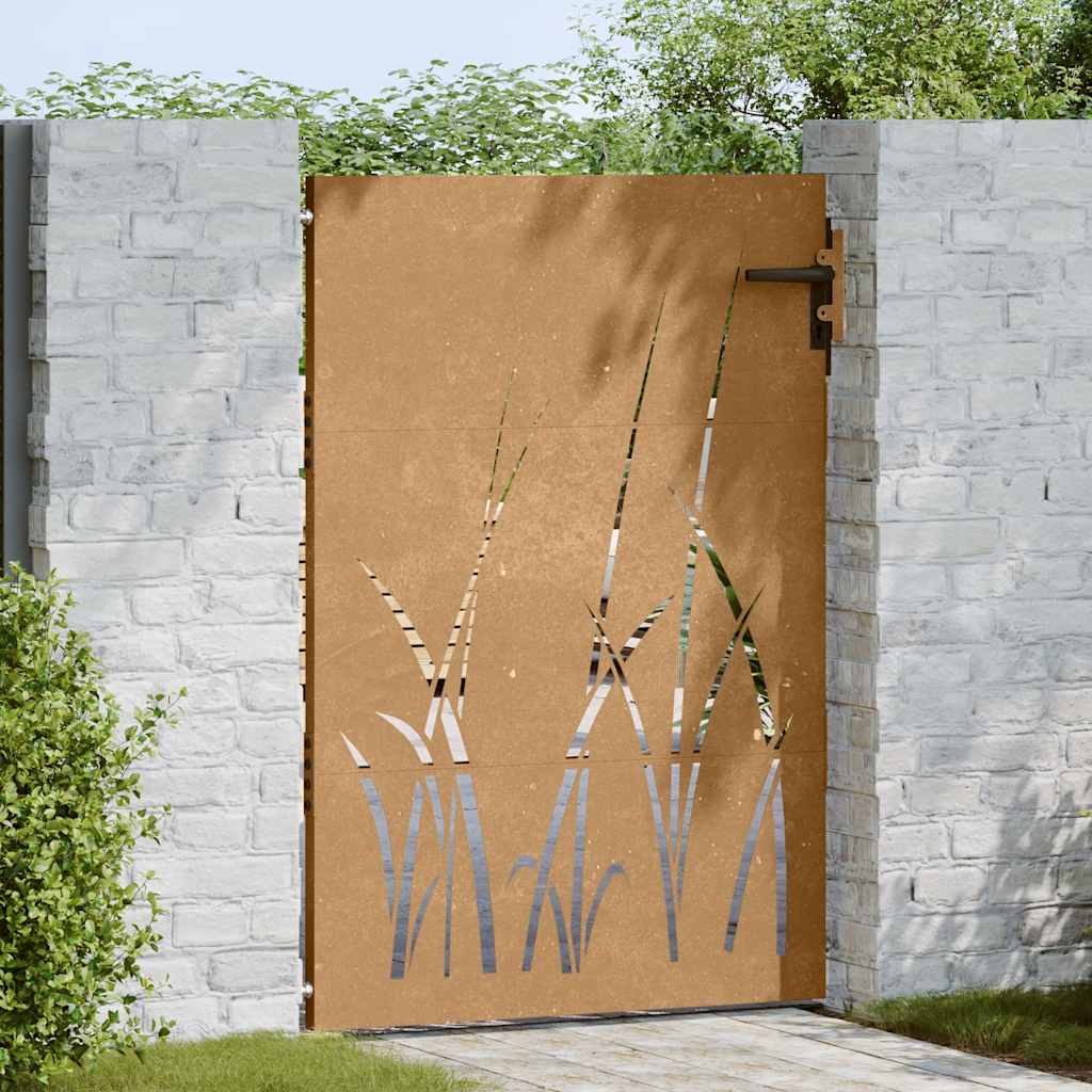 Sodo vartai, 85x125 cm, Corten plienas, žolės raštas