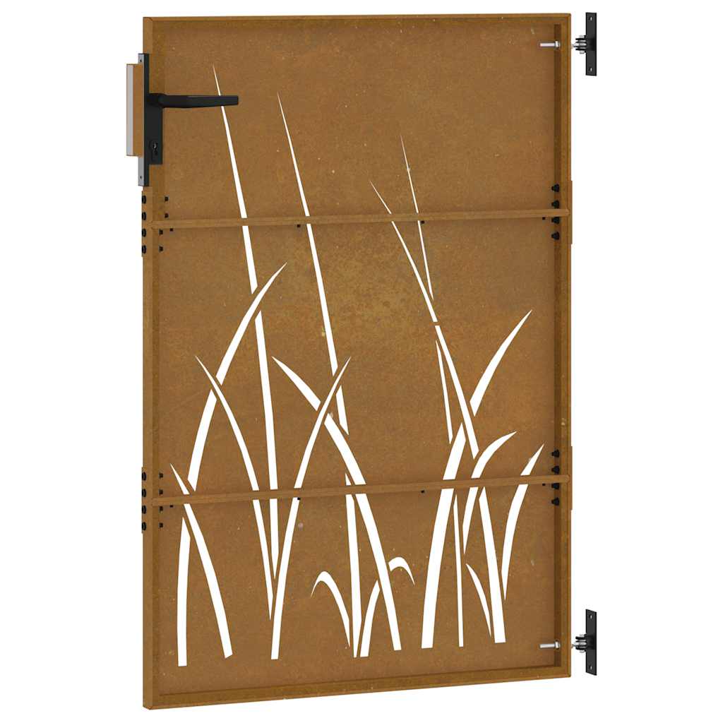 Sodo vartai, 85x150 cm, Corten plienas, žolės raštas