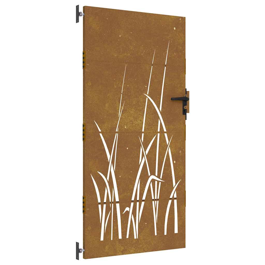 Sodo vartai, 85x175 cm, Corten plienas, žolės raštas