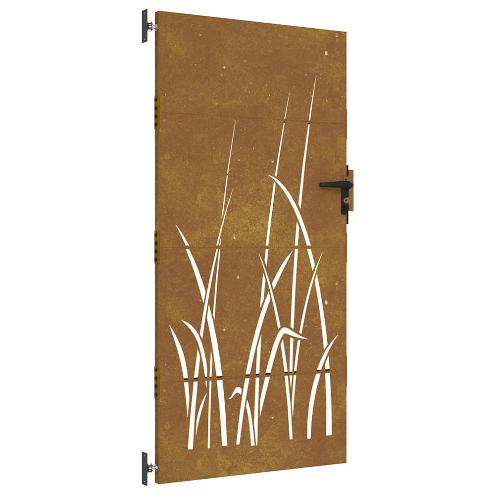 Sodo vartai, 85x200 cm, Corten plienas, žolės raštas