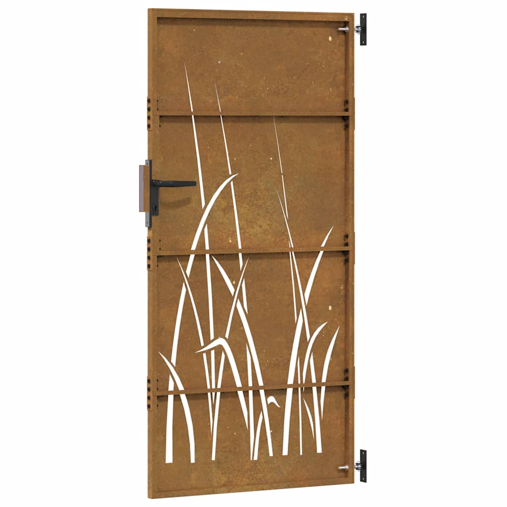 Sodo vartai, 85x200 cm, Corten plienas, žolės raštas