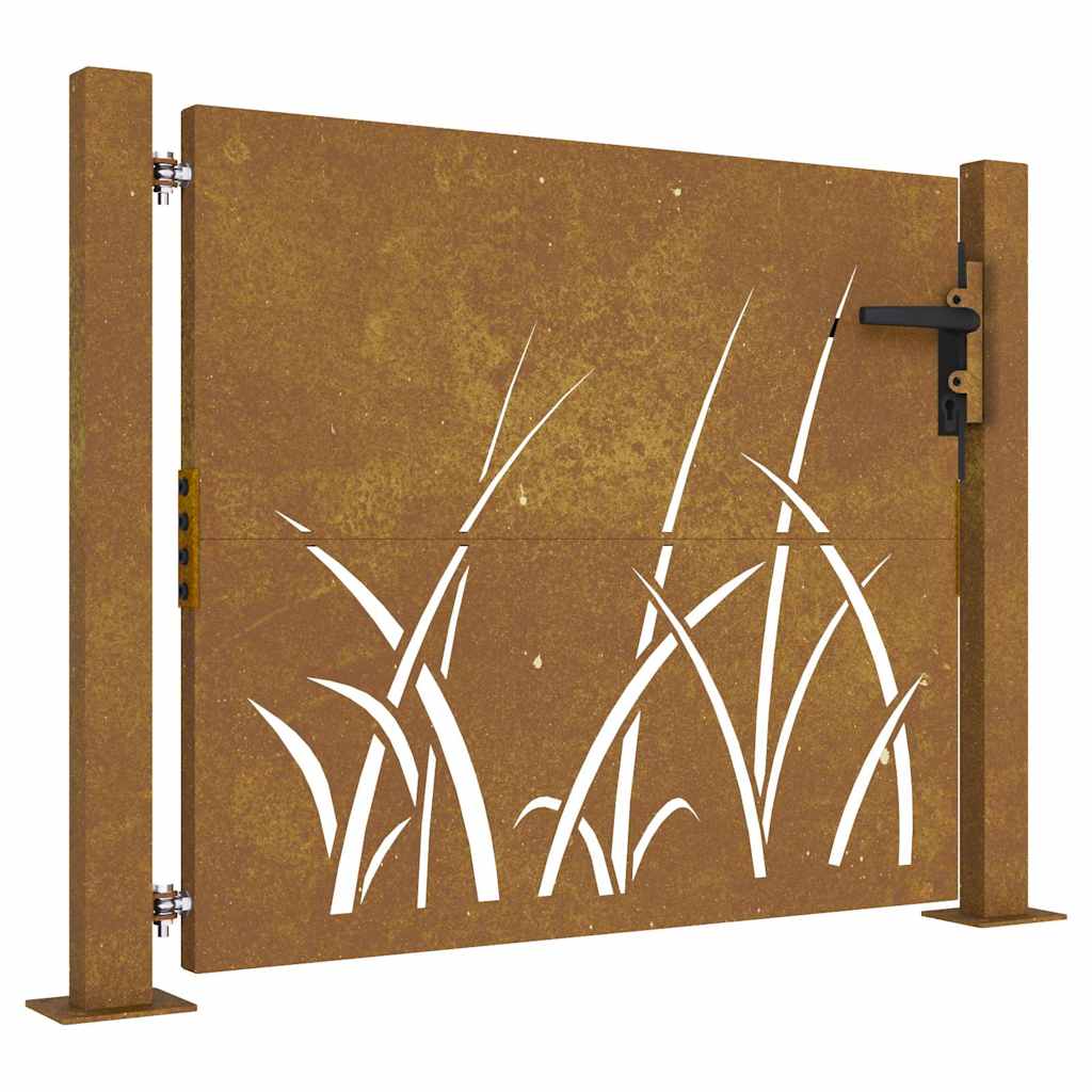Sodo vartai, 100x100 cm, Corten plienas, žolės raštas