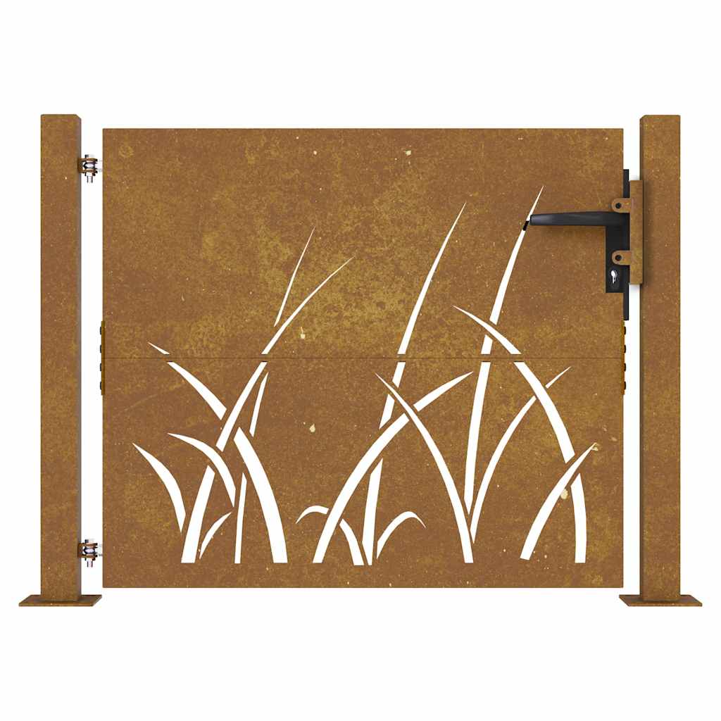 Sodo vartai, 100x100 cm, Corten plienas, žolės raštas