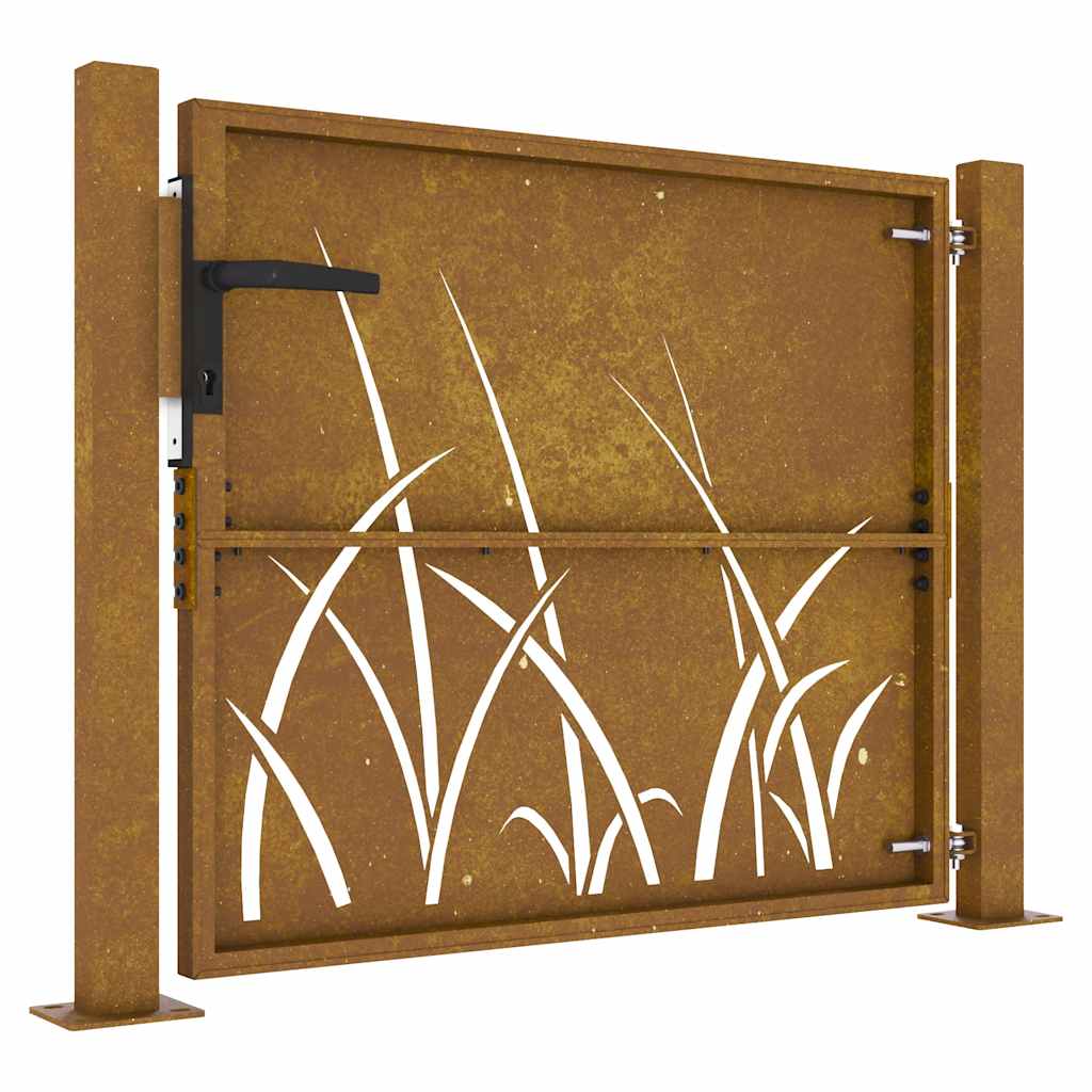 Sodo vartai, 100x100 cm, Corten plienas, žolės raštas