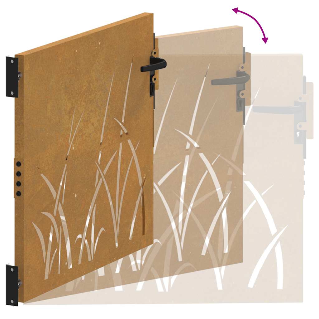Sodo vartai, 100x100 cm, Corten plienas, žolės raštas