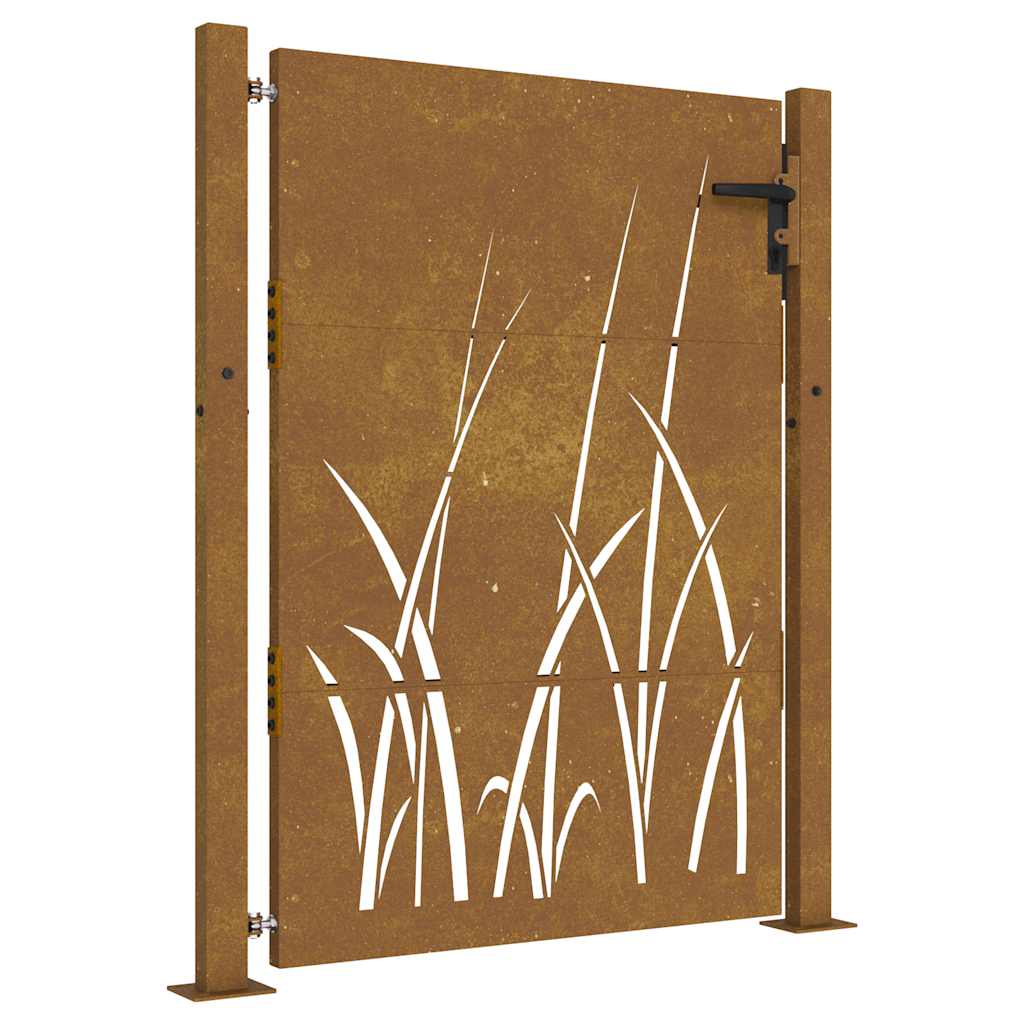 Sodo vartai, 100x125 cm, Corten plienas, žolės raštas