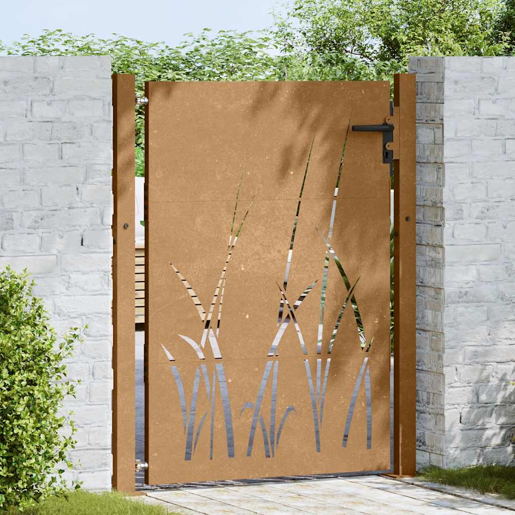Sodo vartai, 100x125 cm, Corten plienas, žolės raštas