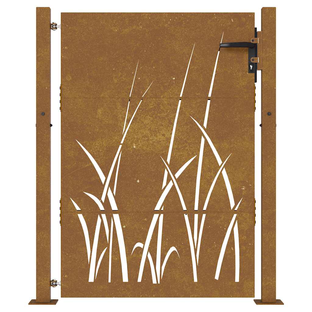 Sodo vartai, 100x125 cm, Corten plienas, žolės raštas