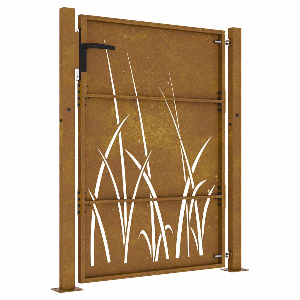 Sodo vartai, 100x125 cm, Corten plienas, žolės raštas