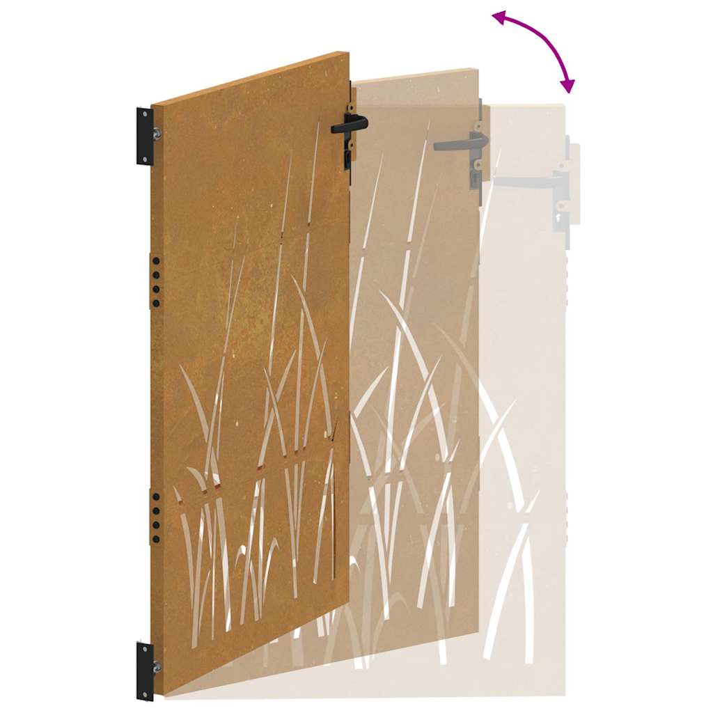 Sodo vartai, 100x125 cm, Corten plienas, žolės raštas