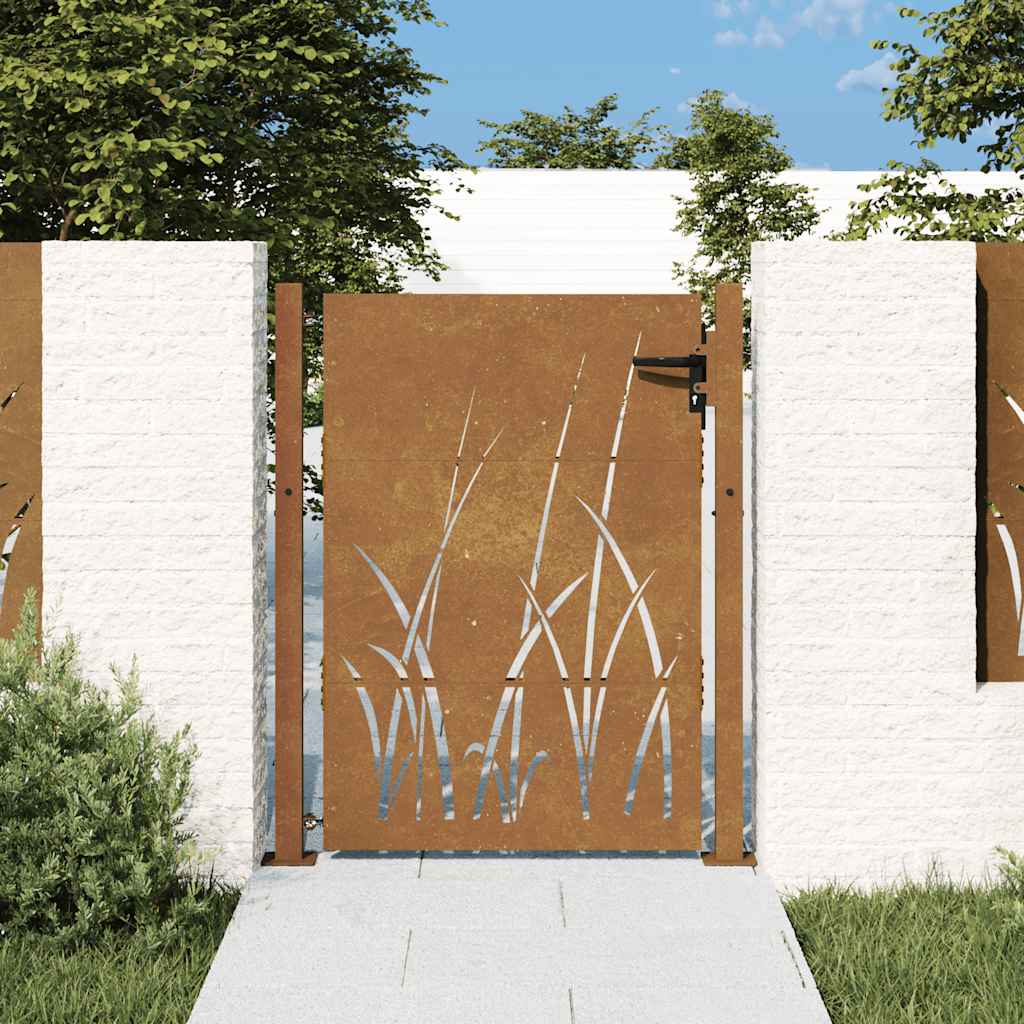 Sodo vartai, 100x125 cm, Corten plienas, žolės raštas