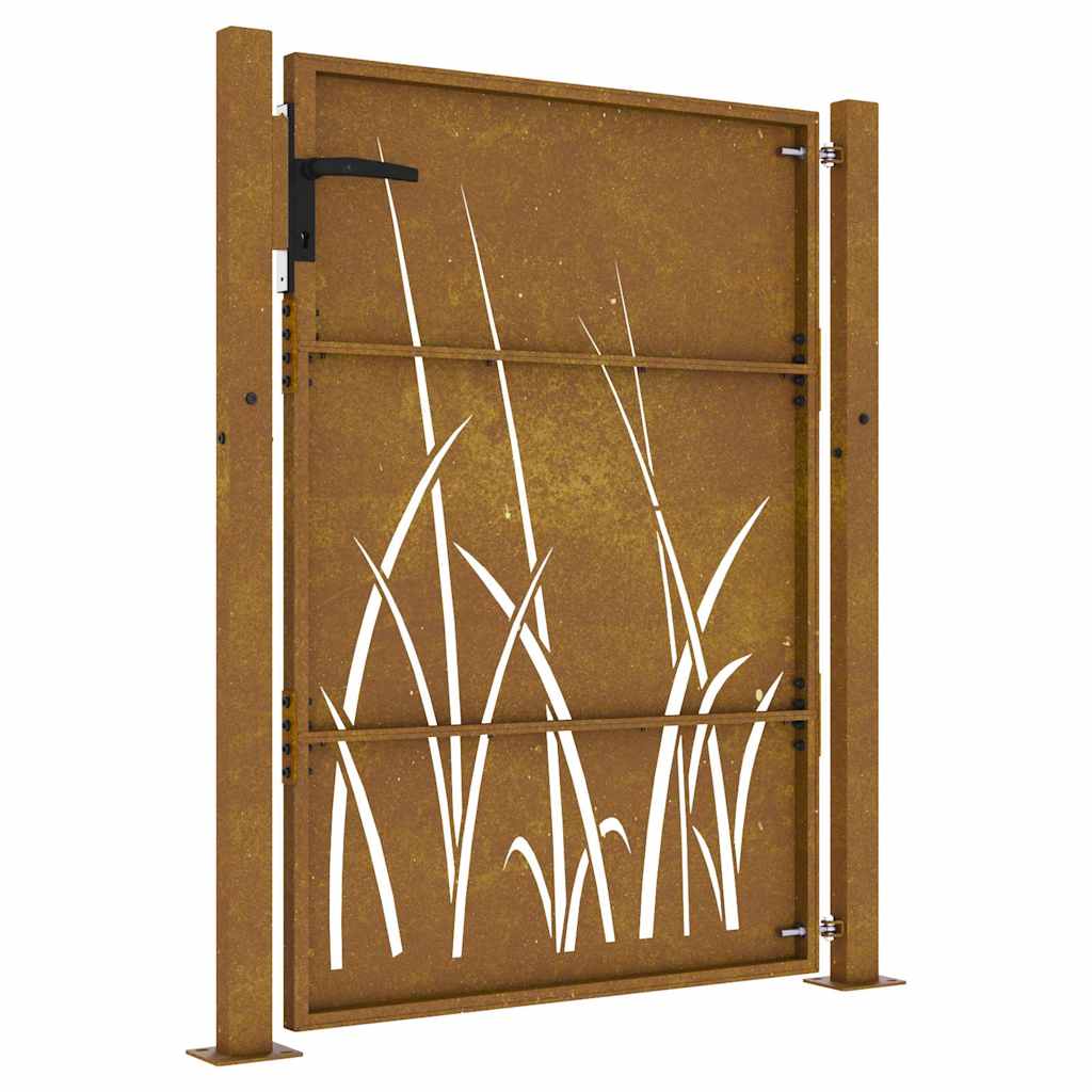 Sodo vartai, 100x150 cm, Corten plienas, žolės raštas