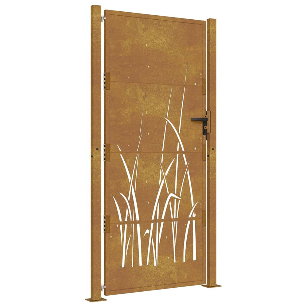 Sodo vartai, 100x175 cm, Corten plienas, žolės raštas