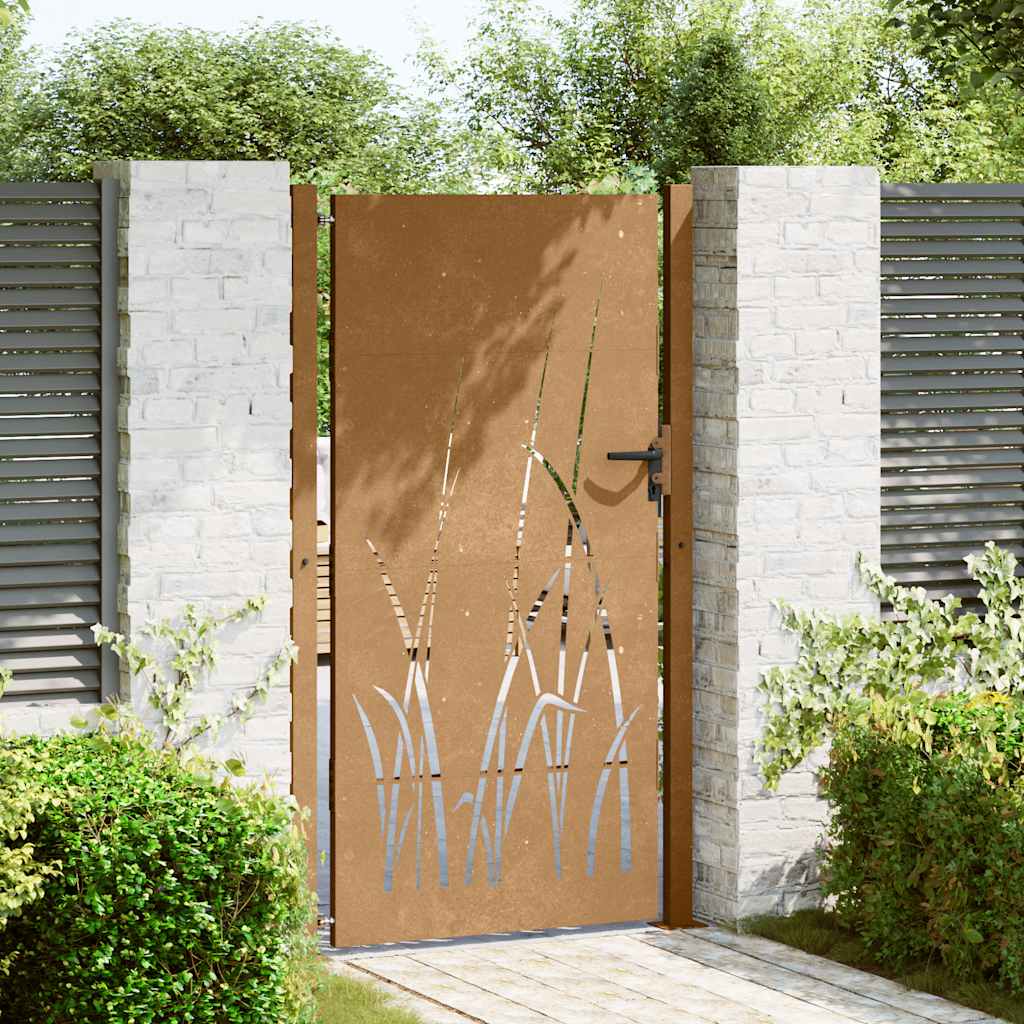 Sodo vartai, 100x175 cm, Corten plienas, žolės raštas