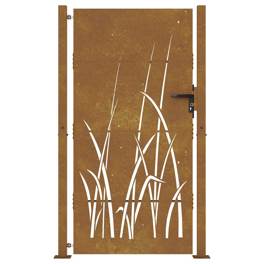 Sodo vartai, 100x175 cm, Corten plienas, žolės raštas