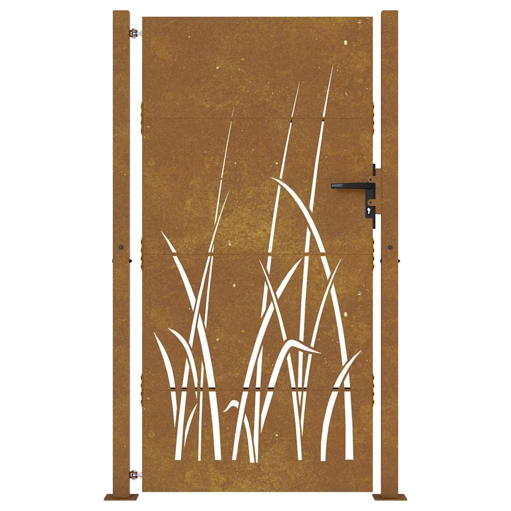 Sodo vartai, 100x175 cm, Corten plienas, žolės raštas