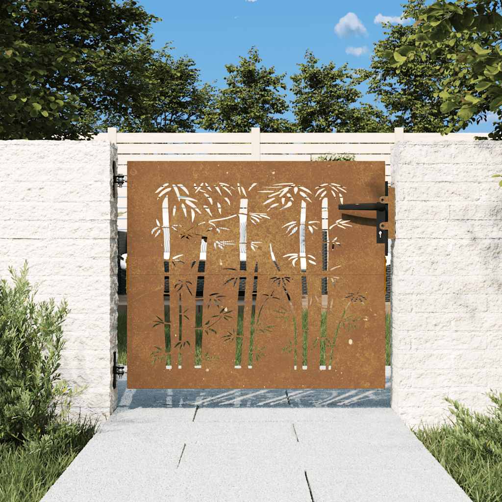 Sodo vartai, 85x75 cm, Corten plienas, bambuko dizainas