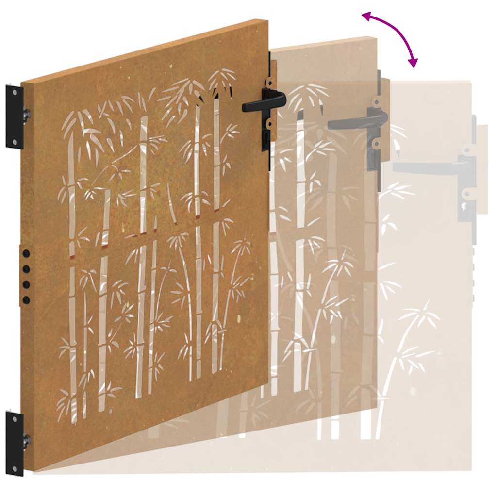 Sodo vartai, 85x100 cm, Corten plienas, bambuko dizainas