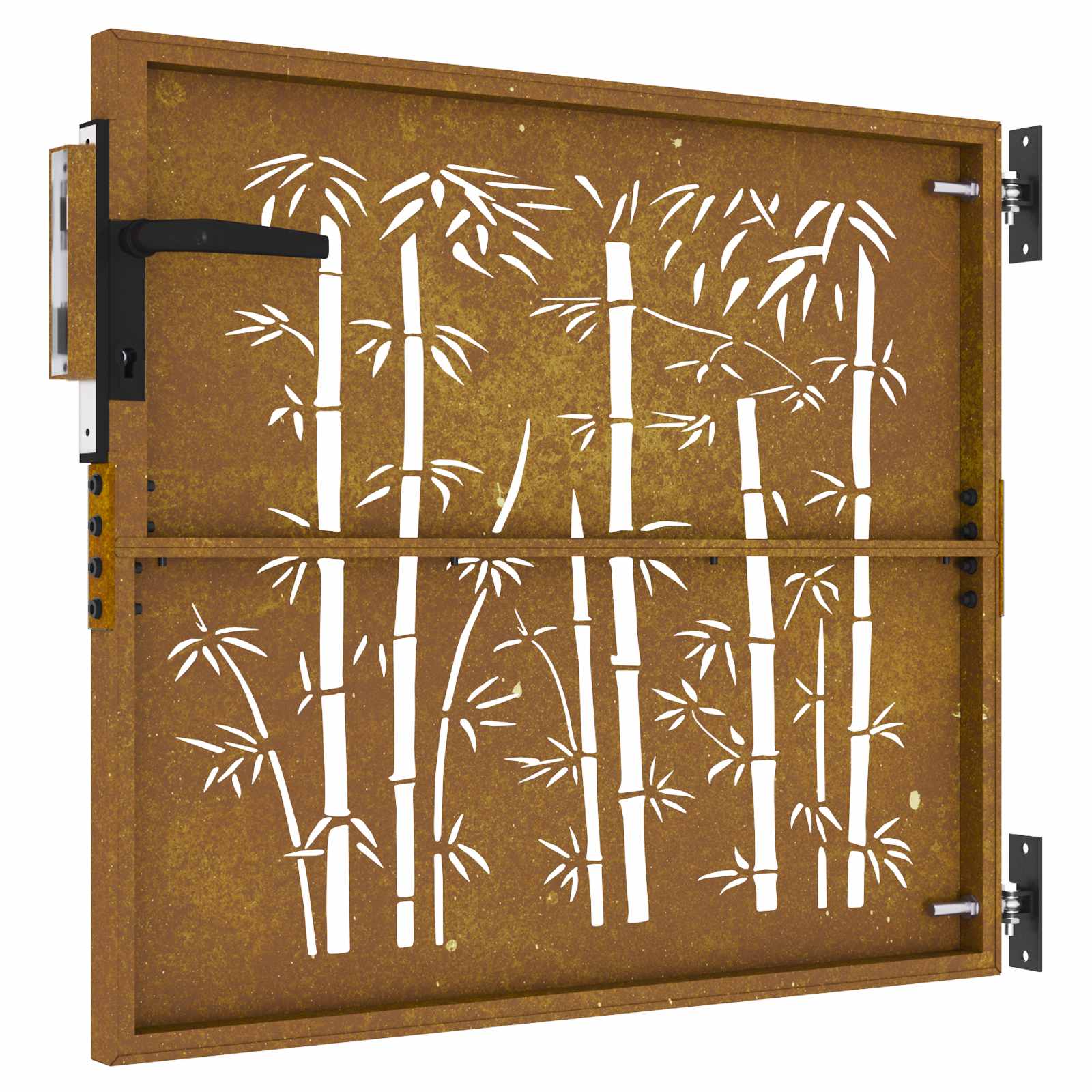 Sodo vartai, 85x100 cm, Corten plienas, bambuko dizainas