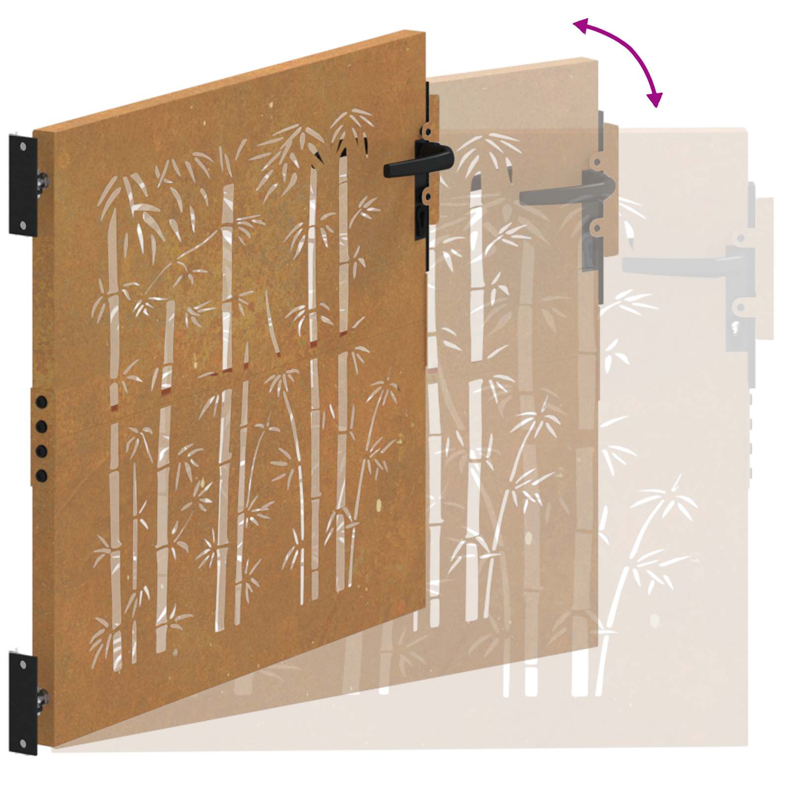 Sodo vartai, 85x100 cm, Corten plienas, bambuko dizainas