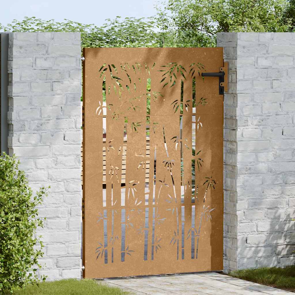 Sodo vartai, 85x125 cm, Corten plienas, bambuko dizainas
