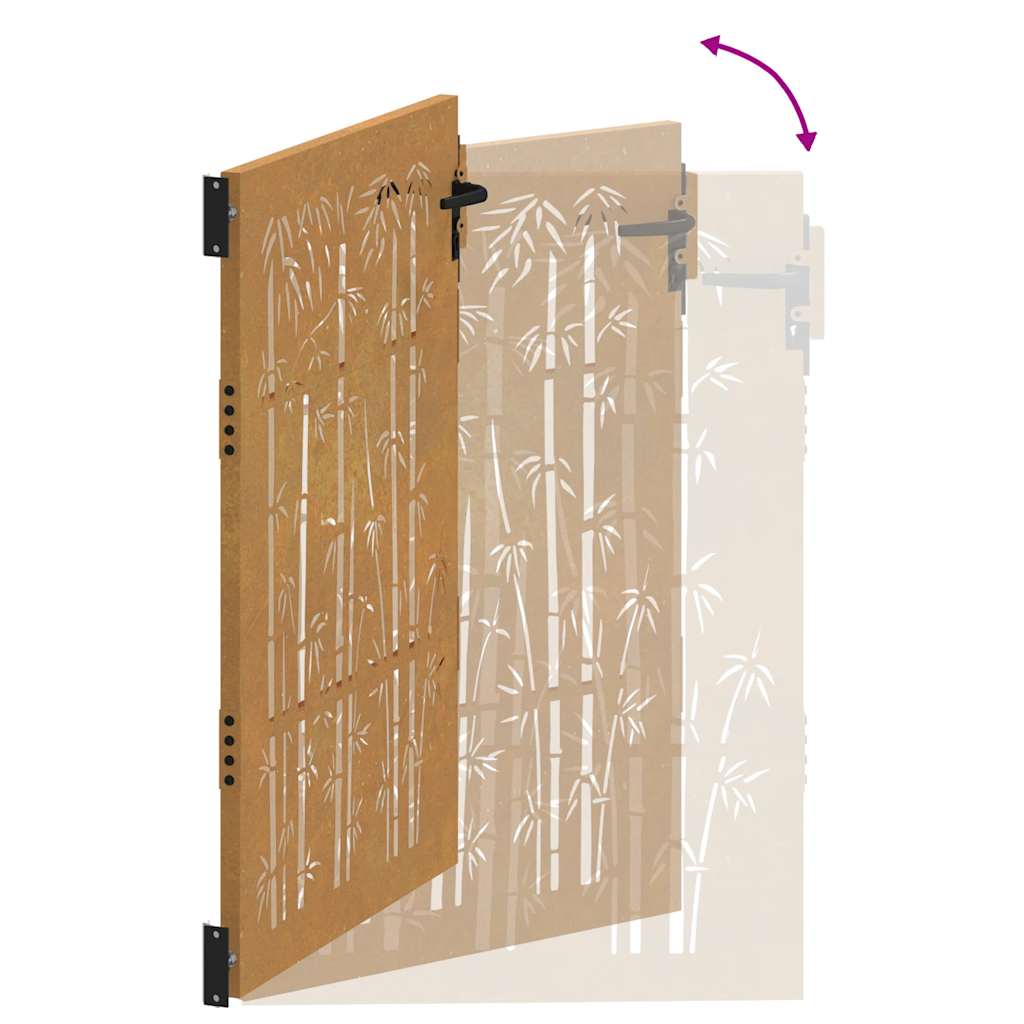 Sodo vartai, 85x125 cm, Corten plienas, bambuko dizainas