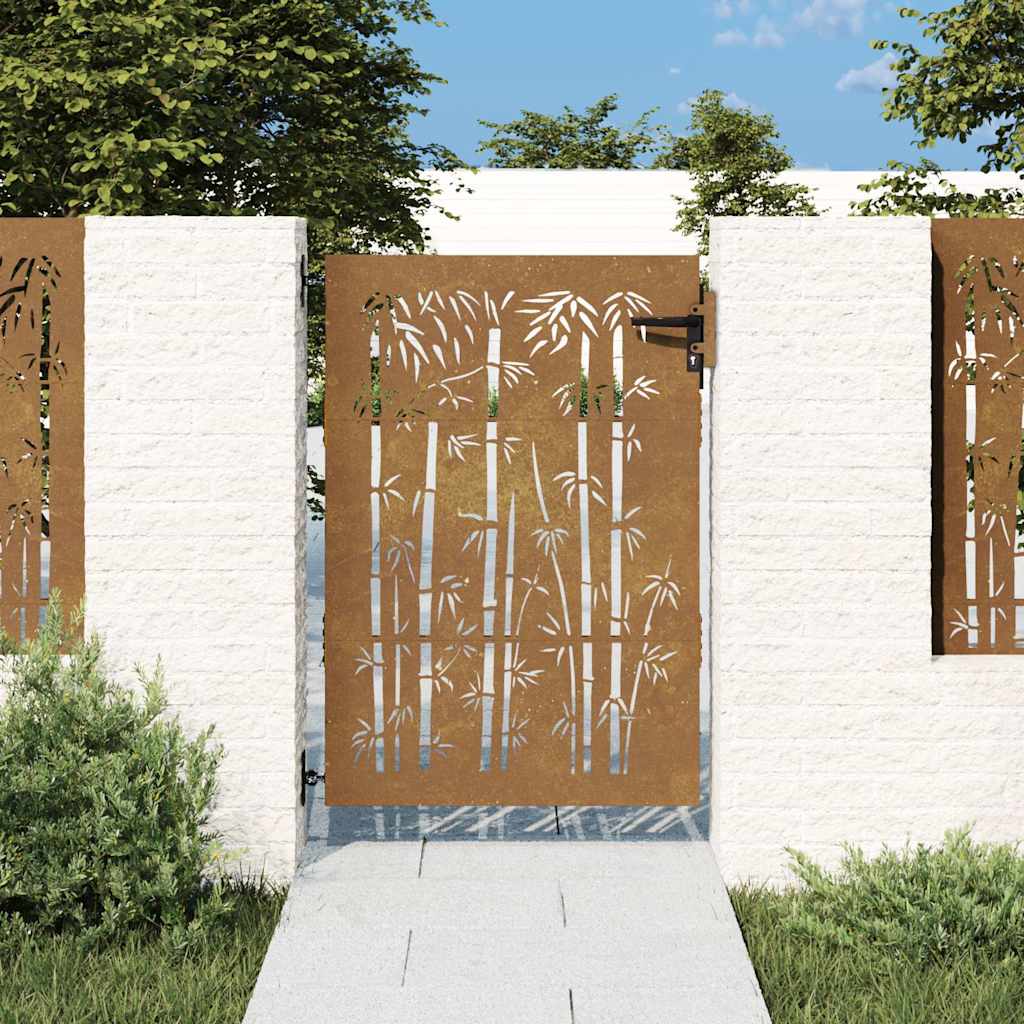 Sodo vartai, 85x125 cm, Corten plienas, bambuko dizainas