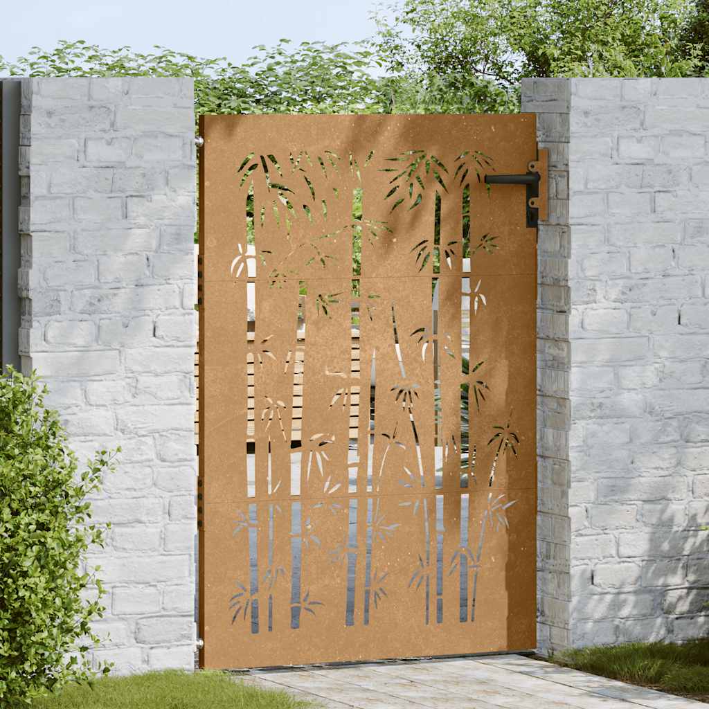 Sodo vartai, 85x150 cm, Corten plienas, bambuko dizainas