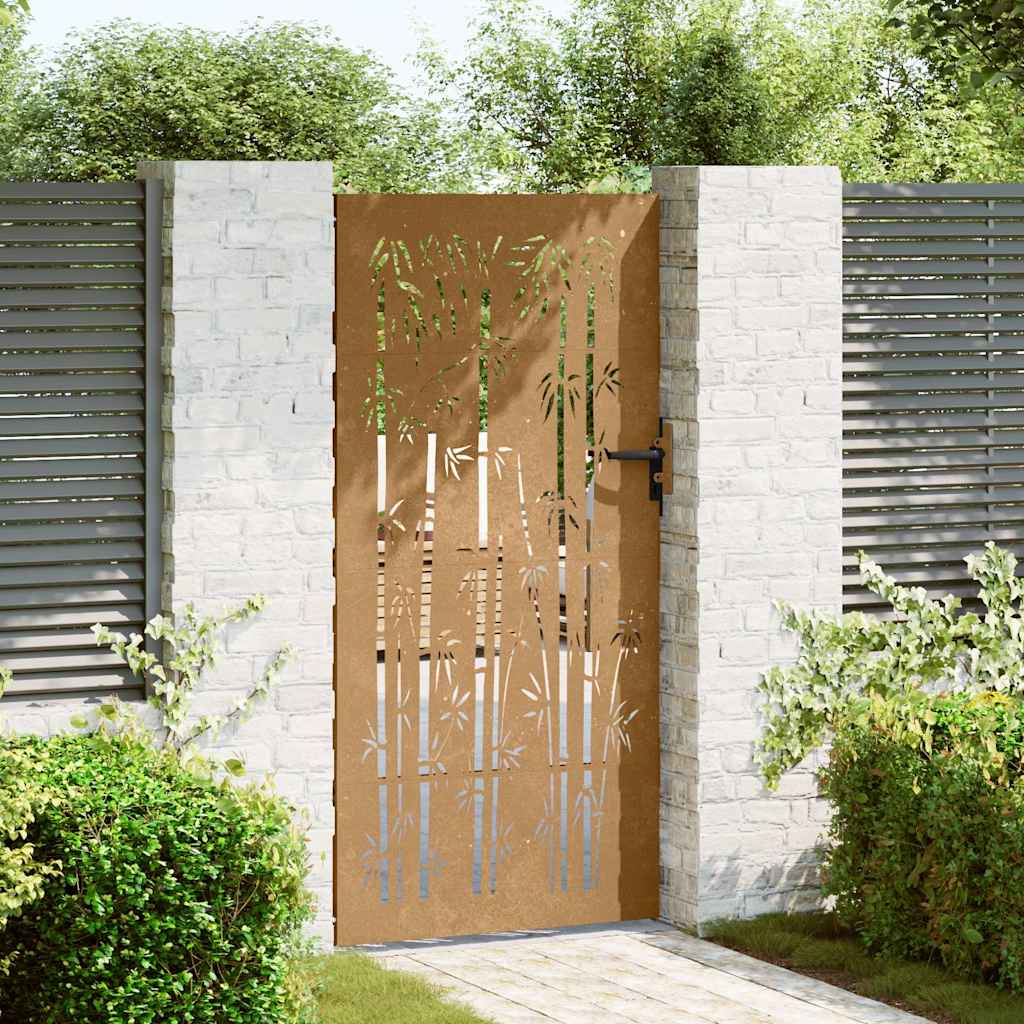 Sodo vartai, 85x175 cm, Corten plienas, bambuko dizainas