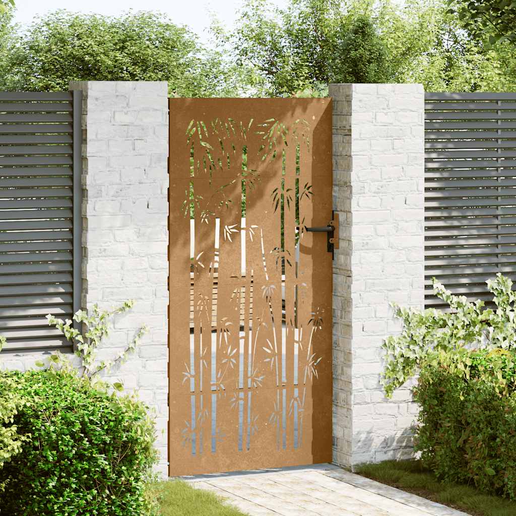 Sodo vartai, 85x200 cm, Corten plienas, bambuko dizainas