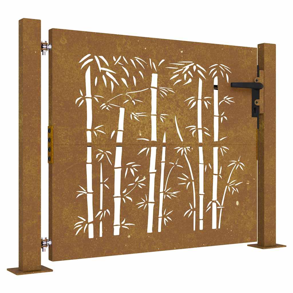 Sodo vartai, 100x75 cm, Corten plienas, bambuko dizainas