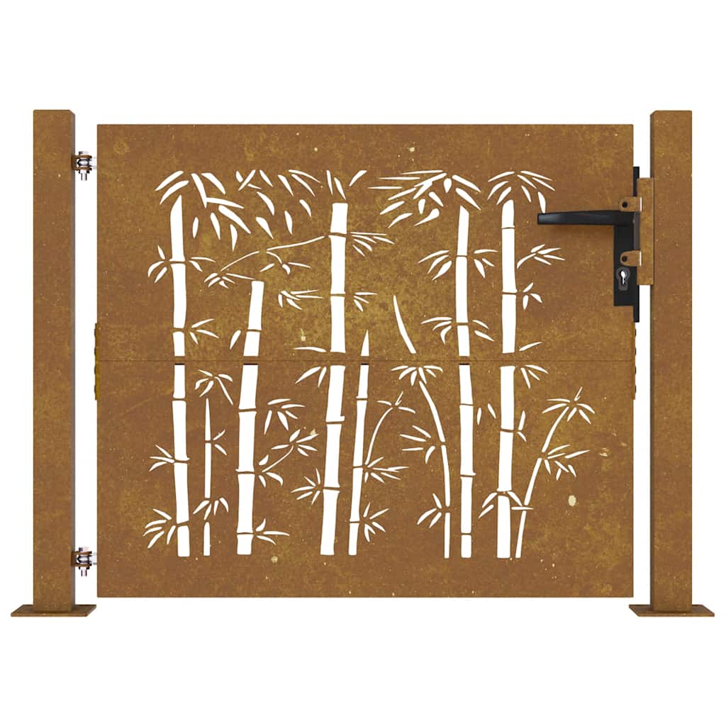Sodo vartai, 100x75 cm, Corten plienas, bambuko dizainas