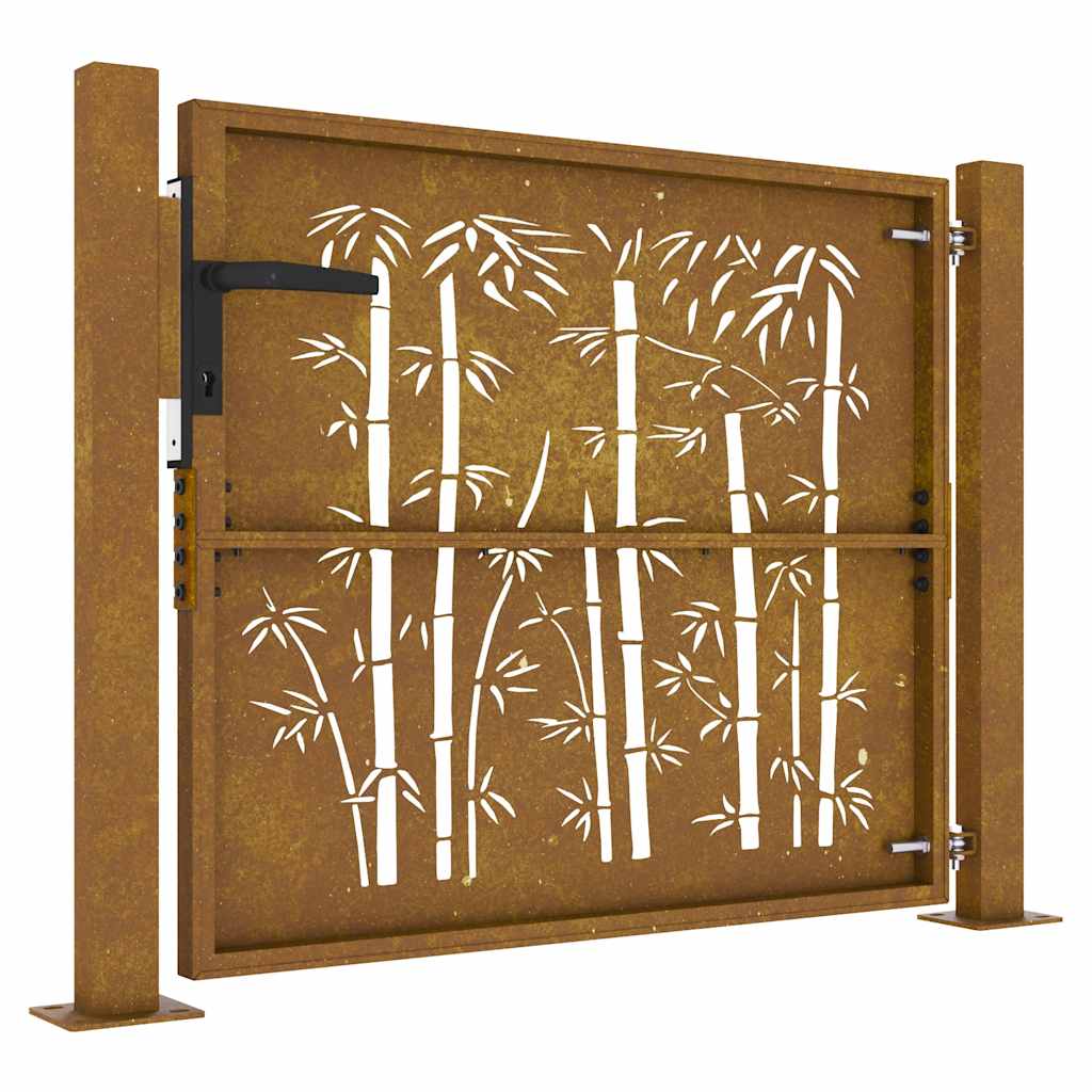 Sodo vartai, 100x75 cm, Corten plienas, bambuko dizainas