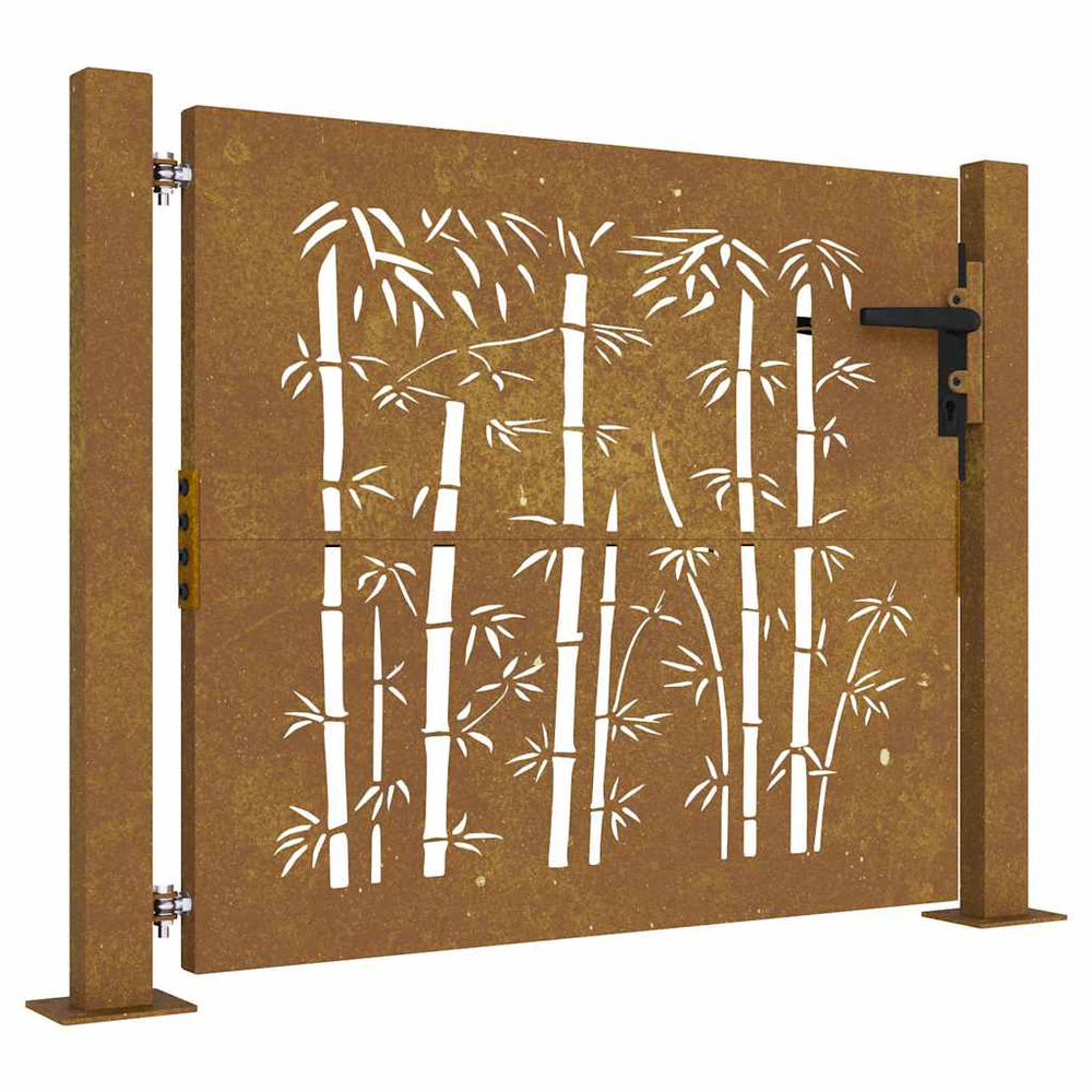 Sodo vartai, 100x100 cm, Corten plienas, bambuko dizainas