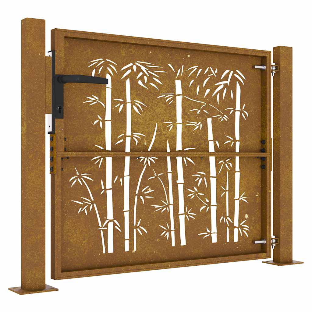 Sodo vartai, 100x100 cm, Corten plienas, bambuko dizainas