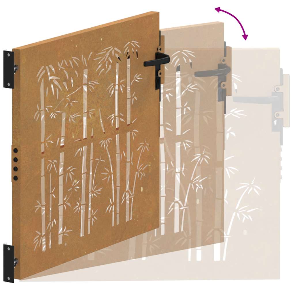 Sodo vartai, 100x100 cm, Corten plienas, bambuko dizainas