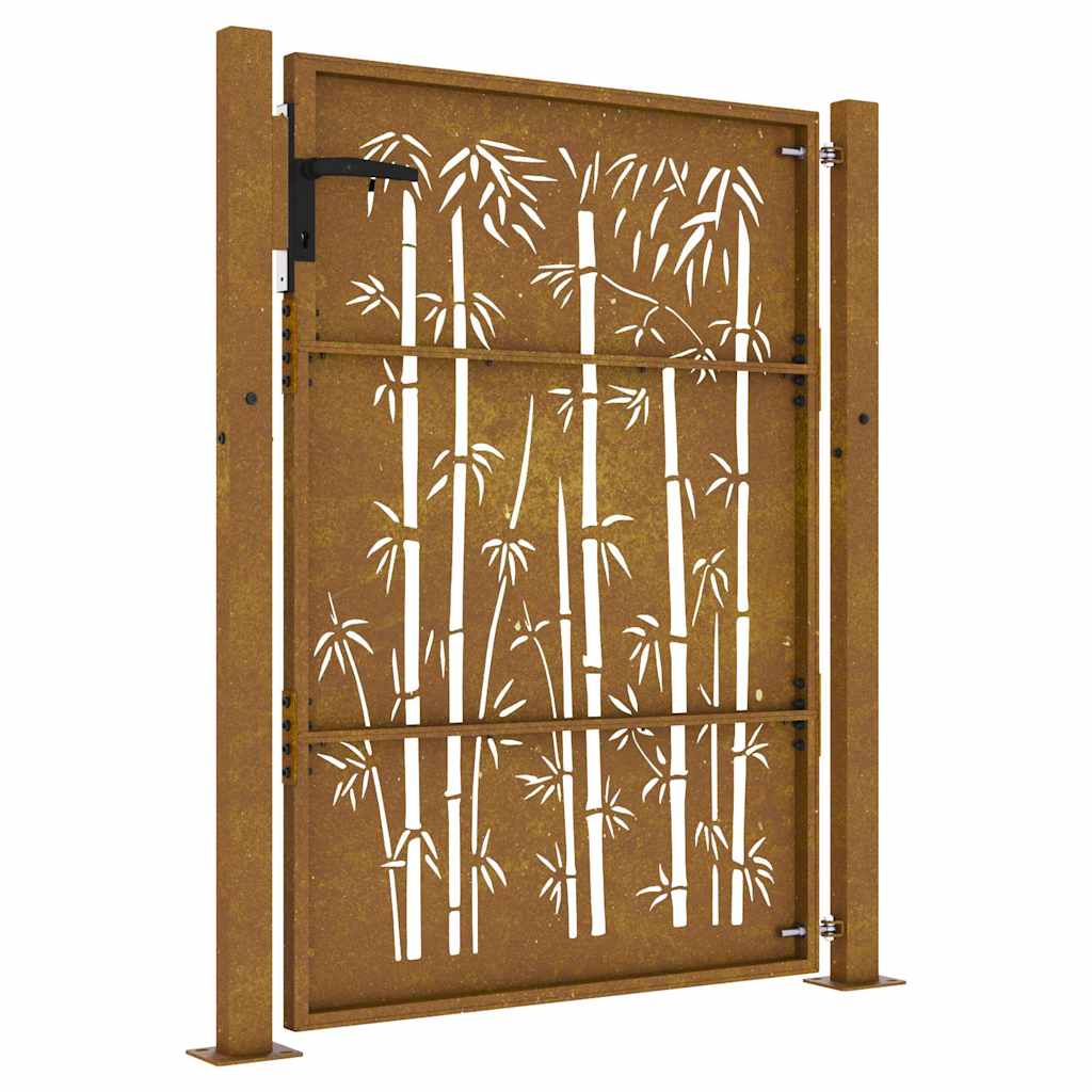 Sodo vartai, 100x125 cm, Corten plienas, bambuko dizainas