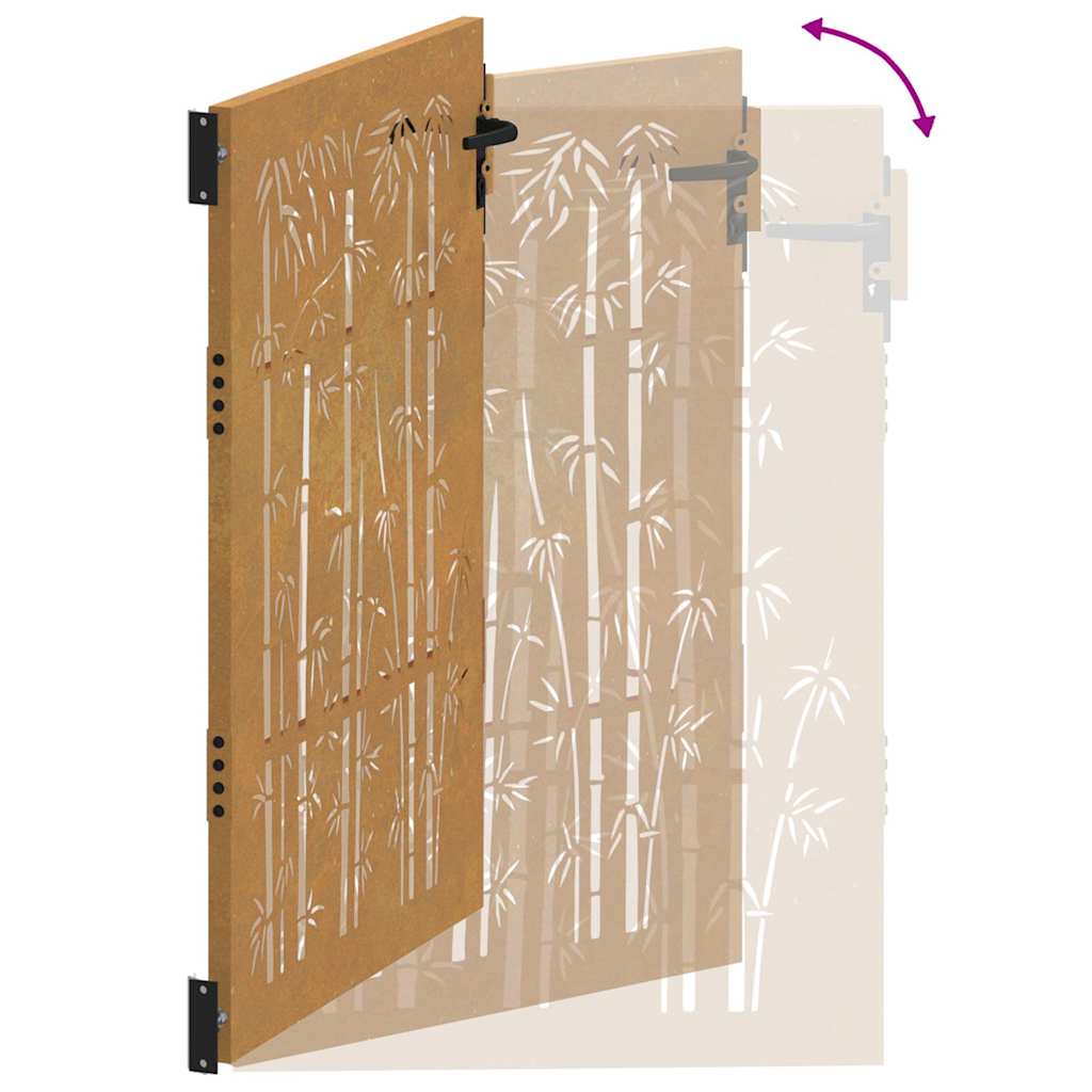 Sodo vartai, 100x125 cm, Corten plienas, bambuko dizainas