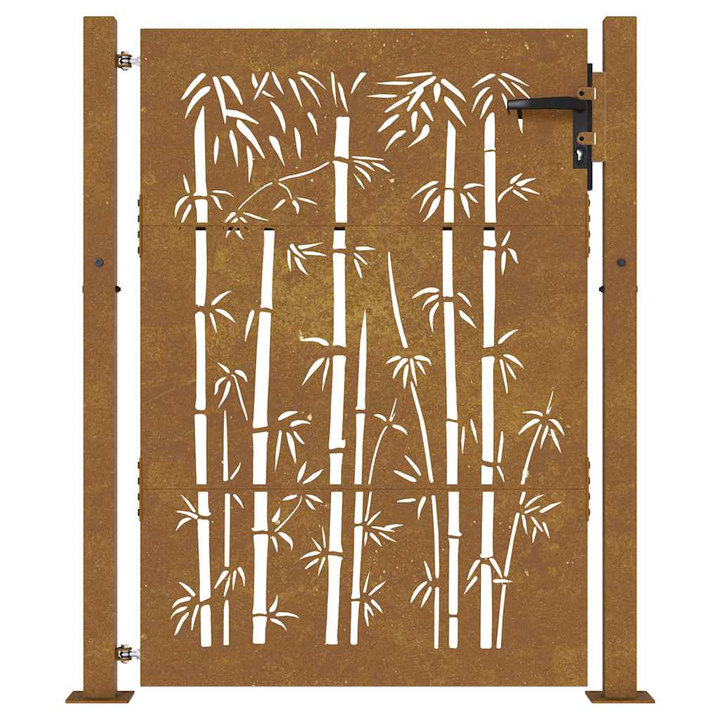 Sodo vartai, 100x150 cm, Corten plienas, bambuko dizainas