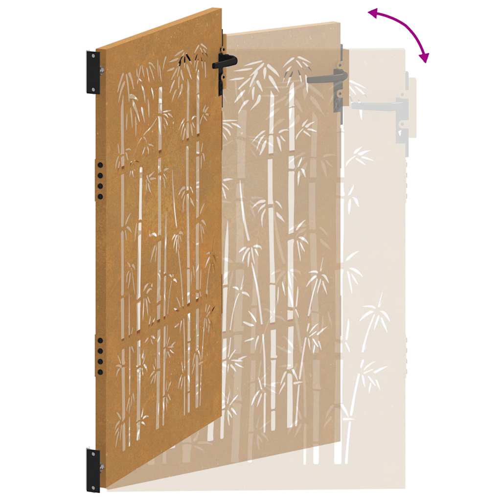 Sodo vartai, 100x150 cm, Corten plienas, bambuko dizainas