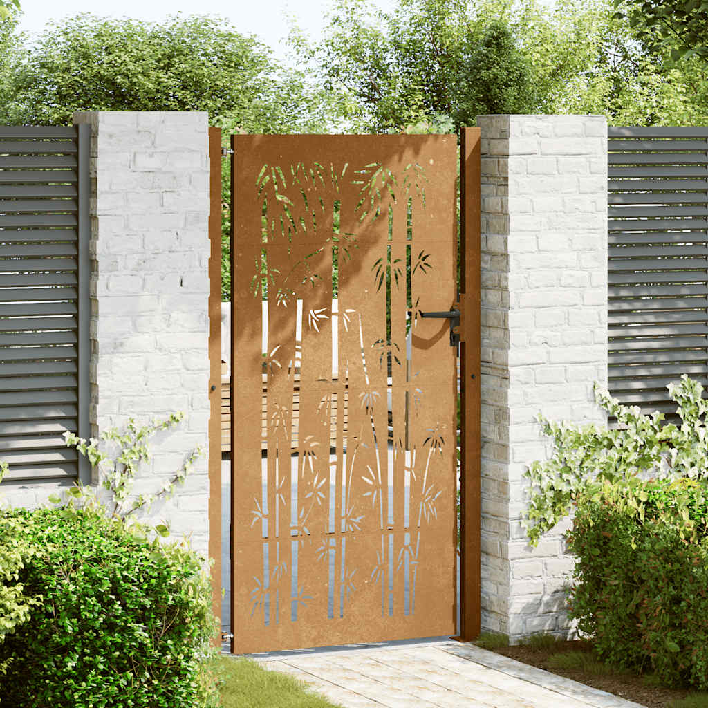 Sodo vartai, 100x200 cm, Corten plienas, bambuko dizainas