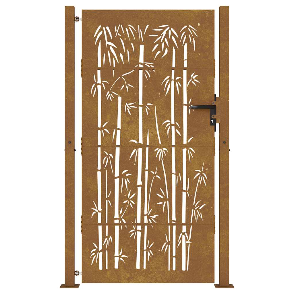 Sodo vartai, 100x200 cm, Corten plienas, bambuko dizainas