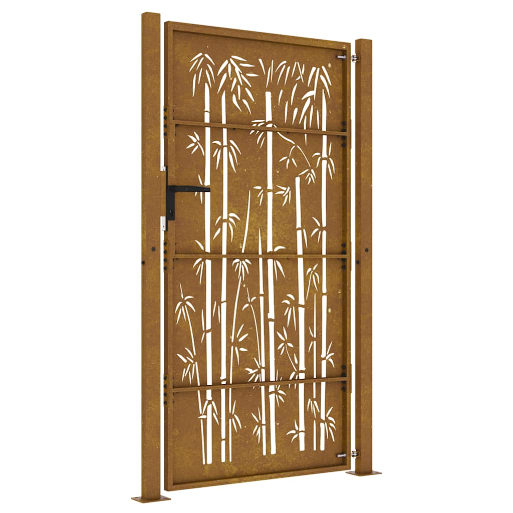 Sodo vartai, 100x200 cm, Corten plienas, bambuko dizainas