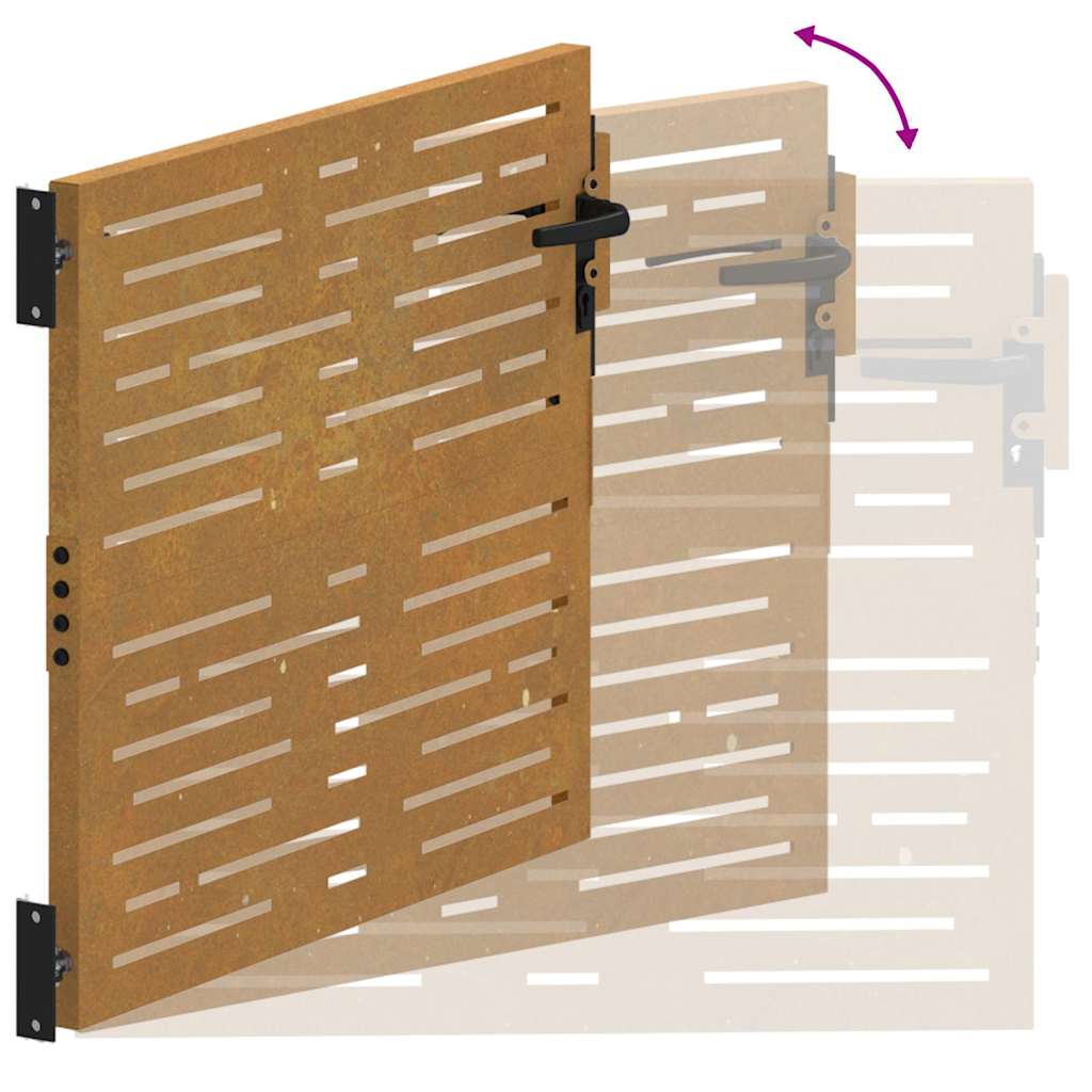 Sodo vartai, 85x100 cm, Corten plienas, kvadratinis dizainas