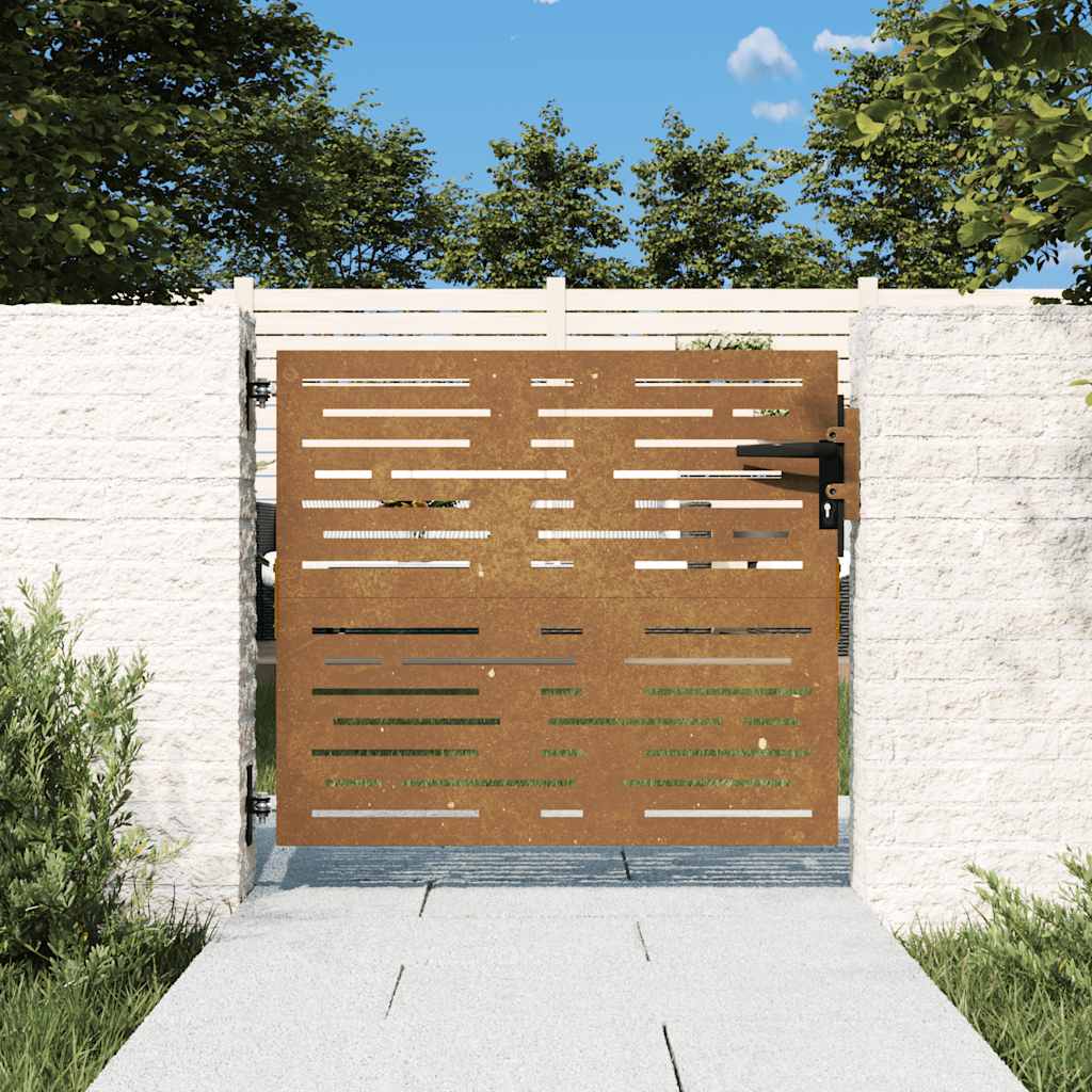Sodo vartai, 85x100 cm, Corten plienas, kvadratinis dizainas
