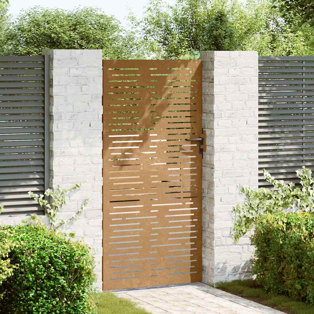 Sodo vartai, 85x200 cm, Corten plienas, kvadratinis dizainas
